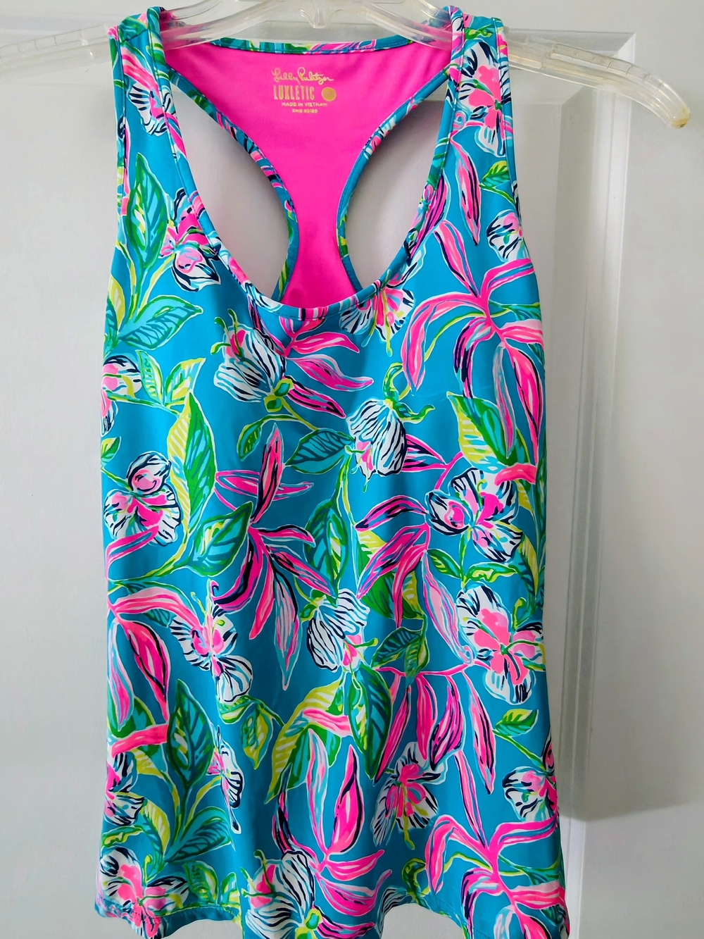 Lilly Pulitzer Hot Pink & Teal Tropical Athletic Tank